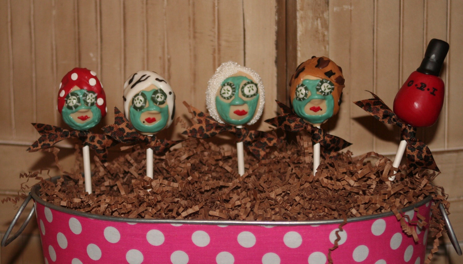 Mom's Killer Cakes & Cookies Spa Treatment, Pampering Party, Nail Polish, Beauty Salon, Cucumber Facial Cake Pops Il_570xn