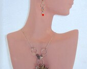 Silver Flower Pendant With Earrings