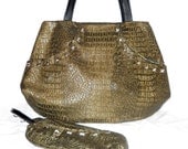 Green Croc-patterned Bubo Tote (GENTLY USED)