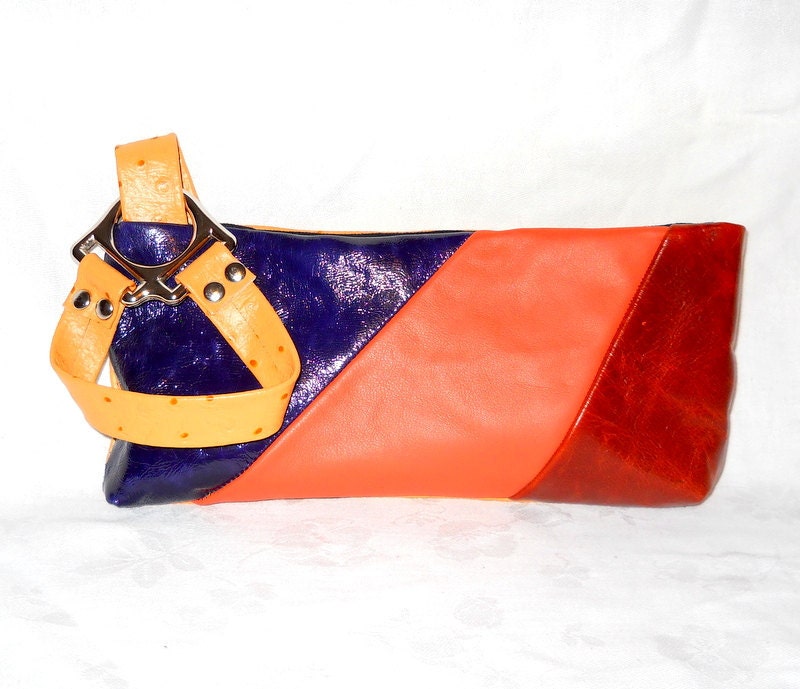 Color-blocked Leather Wristlet