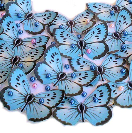 Blue Butterfly Bib Statement Necklace with pearls