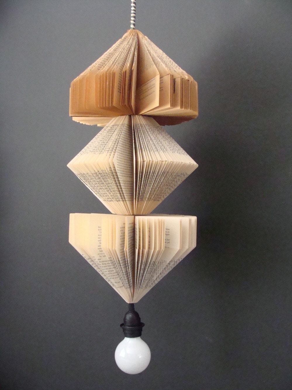 Pendant Lighting Fixture, Upcycled Vintage Books