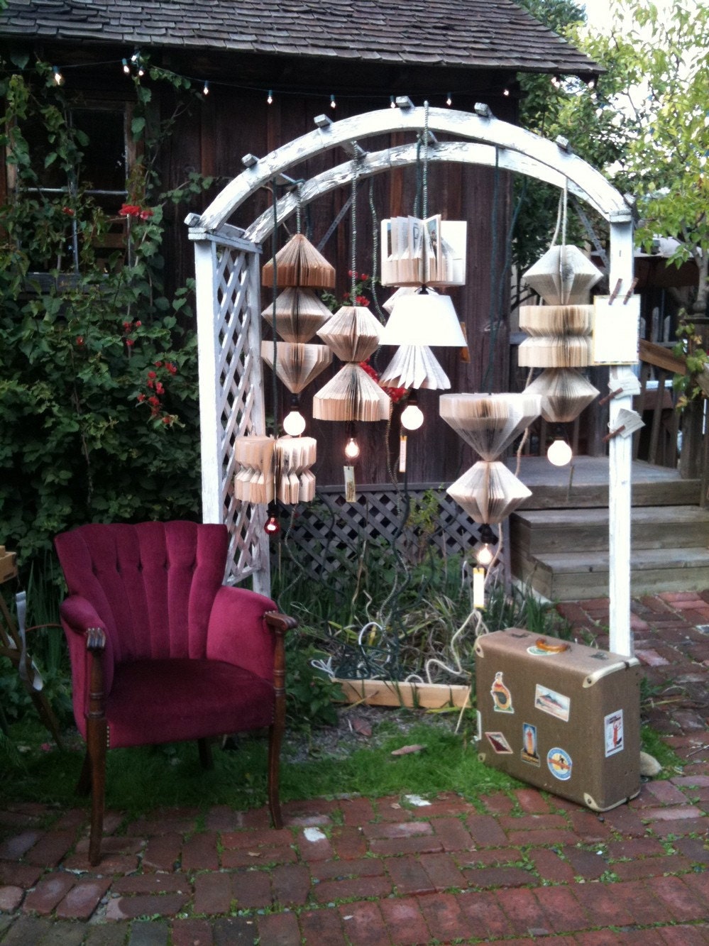 Pendant Lighting Fixture, Upcycled Vintage Books