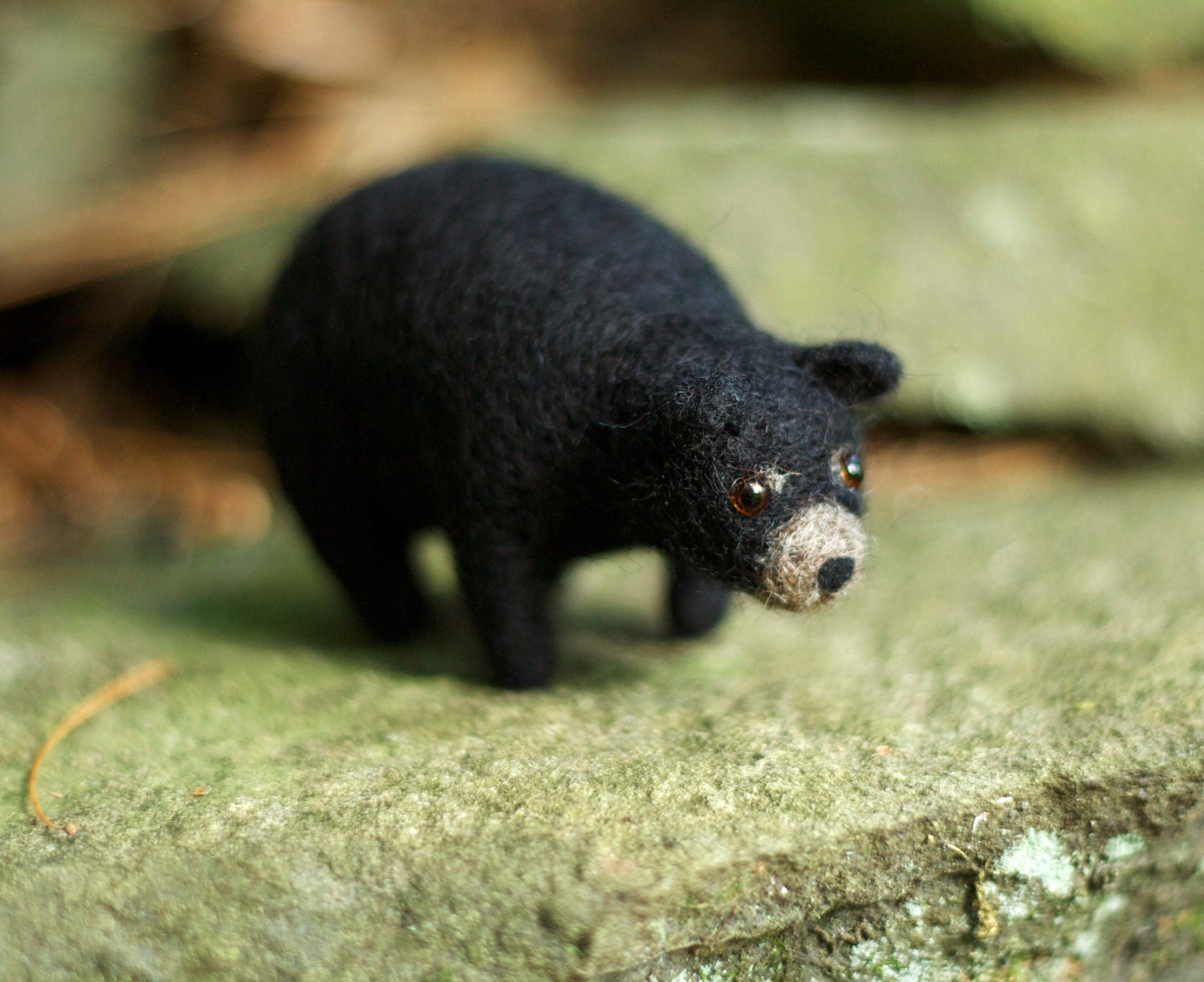 Miniature Black Bear Needle Felted Adirondack Catskill Wildlife