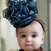 Upscaled Baby Couture Fascinator Hat, Dark Blue and Forest Green