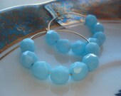 Beaded Hoop Earrings Pastel Baby Blue Pale Pastel Soft Gold Bride Something Blue Wedding Dangle Czech Glass Beads