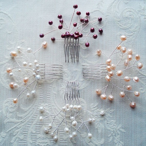 Delicate Wire Wrapped White Pearl Hair Comb, Perfect for Weddings, Brides, Bridesmaids, Graduation, Prom, Special Occasions, Black Tie