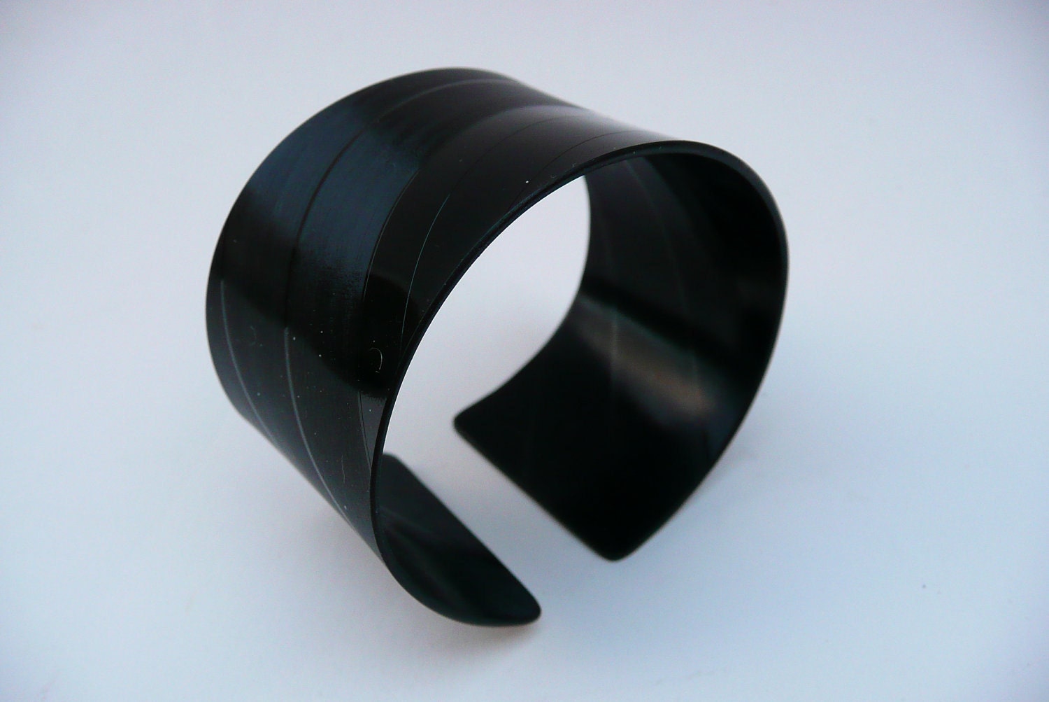 Men's Black Rockabilly Punk Retro Cuff Handmade from Recycled Vinyl Record