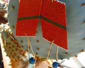 Mexican Blanket - Acai - Feather- Geometric - Orange Earrings