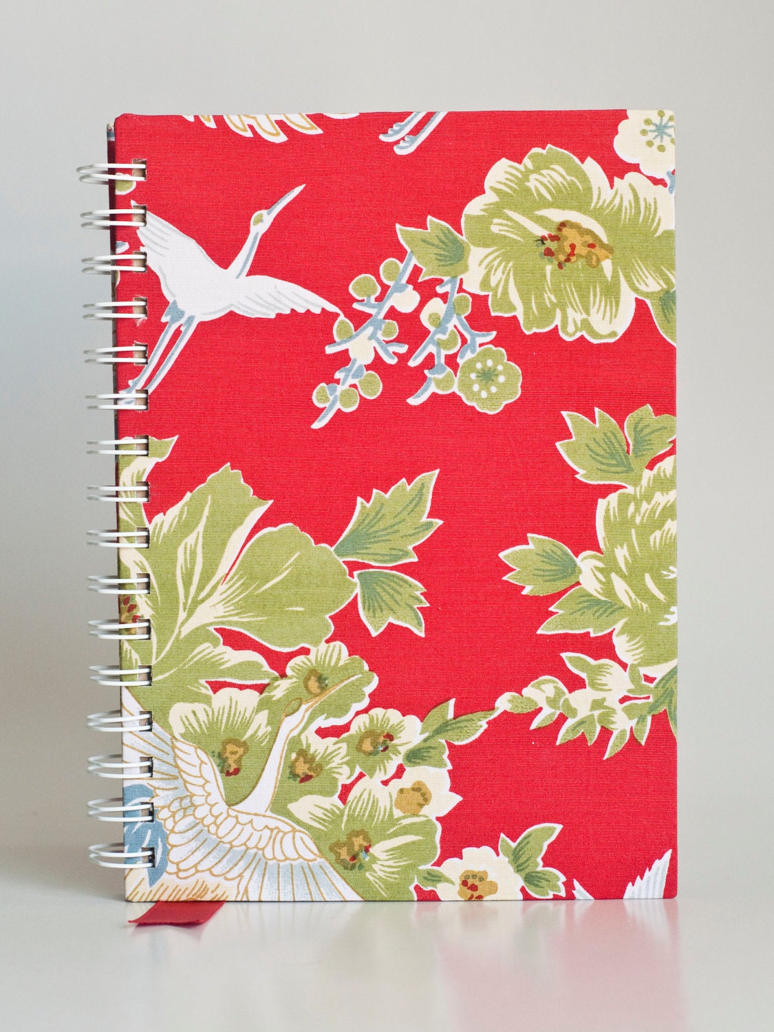 All Year Round Timeless Journal (Self filled dates, months & years, fabric wrapped) - Red Japanese Flying Phoenix
