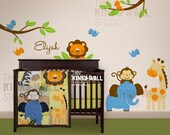 Children Wall Decal Wall Sticker tree decal - Animal Paradise Nursery Decal - KK113
