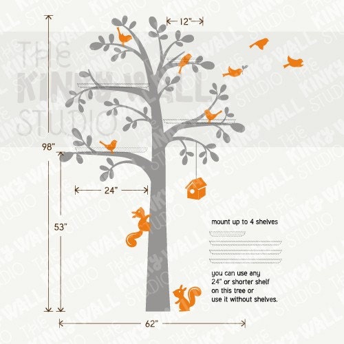 Wall Decal wall sticker - Shelf Tree Wall Decal  KK125