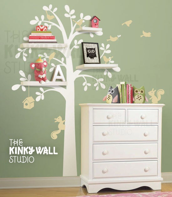 Vinyl Wall Decal Wall Sticker - Shelf Tree Decal decal nursery decal - KK125
