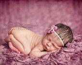 Purple Baby Headband With A Darling Purple FLOwer On Skinny Elastic .. Photography Prop