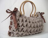 Mothers day-Happy holidays-.Handmade Knit Bag Brown, Celebrity Style,custom design.mom