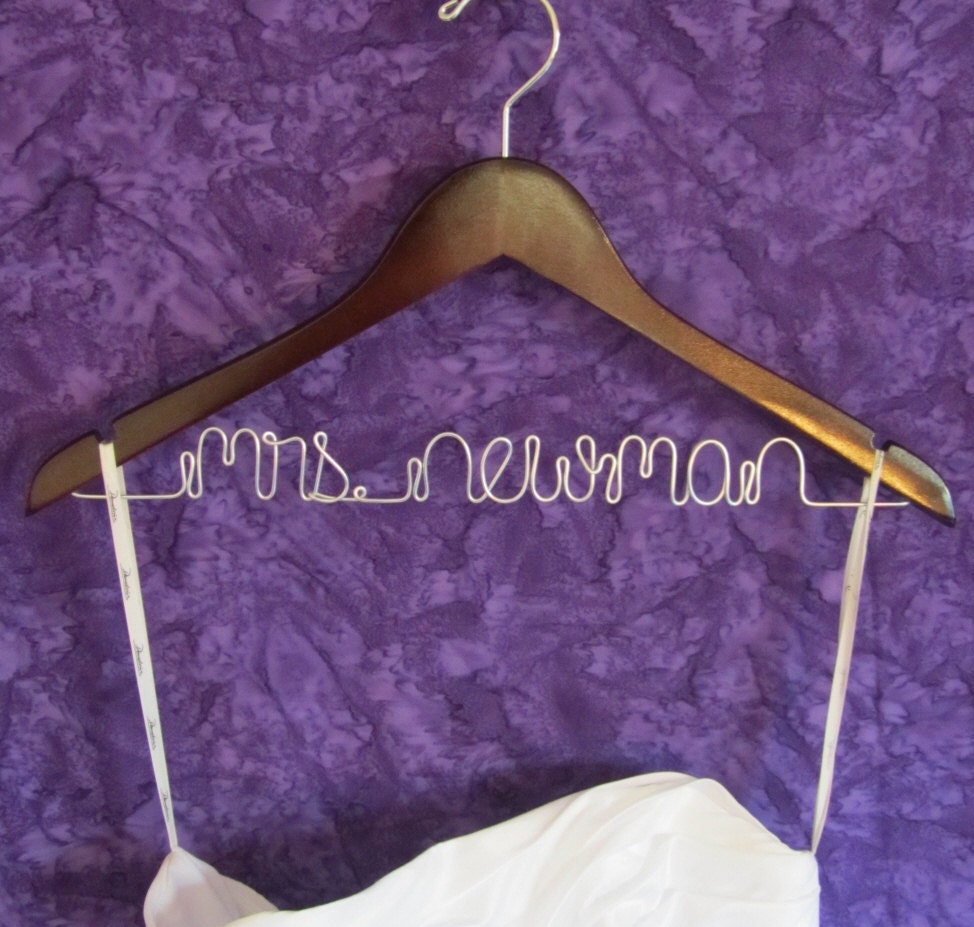 SALE - Personalized Bridal Dress Hanger - Custom Bride Hanger - Wedding Hanger - Name Hanger - Bridal Gift - Walnut or Maple Wood
