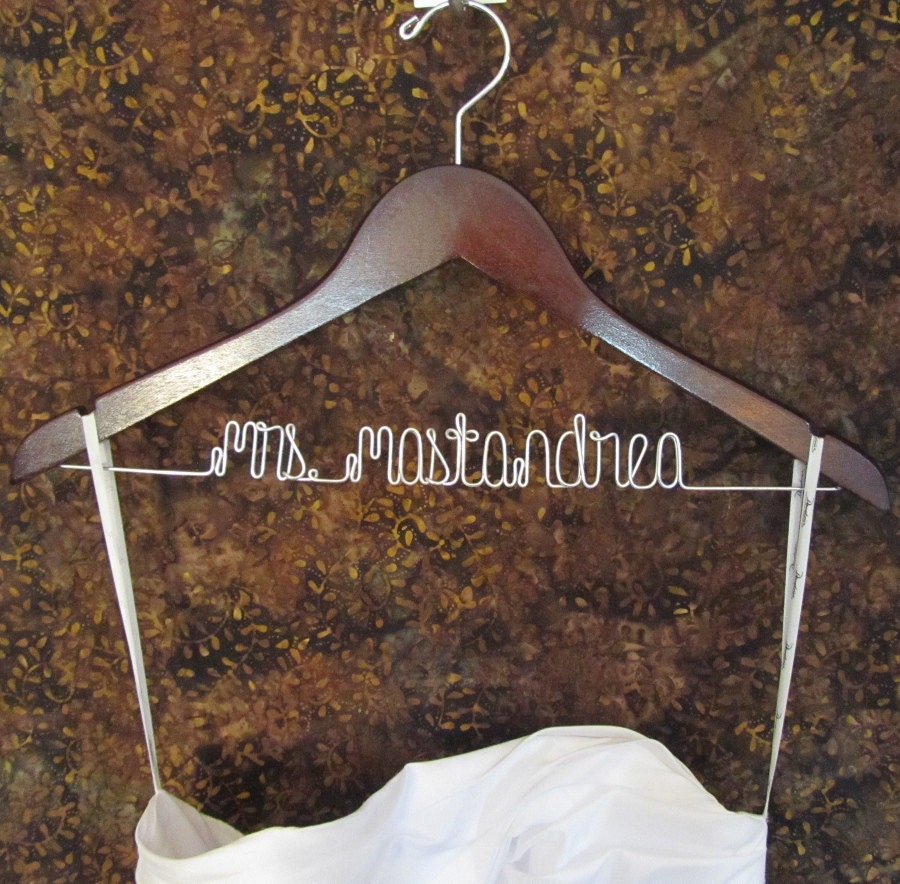 SALE - Personalized Bridal Wire Hanger - Perfect for Brides & Bridesmaids - Available in Walnut or Maple Wood - As Seen on Better TV