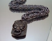 mens necklace, final fantasy, wolf, chainmaille, mens jewelry, gamer, geek, FF7