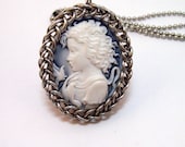 cameo, necklace, chainmaille, pendant, cameo jewelry, chainmaille necklace.