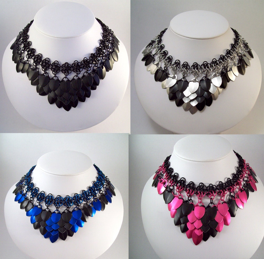 chainmaille necklace, scalemail choker. Tribal, bellydance, elven, slave collar, scale, gothic, sexy, scale choker