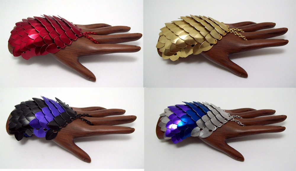 Slave bracelet, Tribal, elven chainmaille handflower, scalemail.  Larp, SCA, medieval, fantasy armor, bellydance, dragon costume, sexy, bdsm