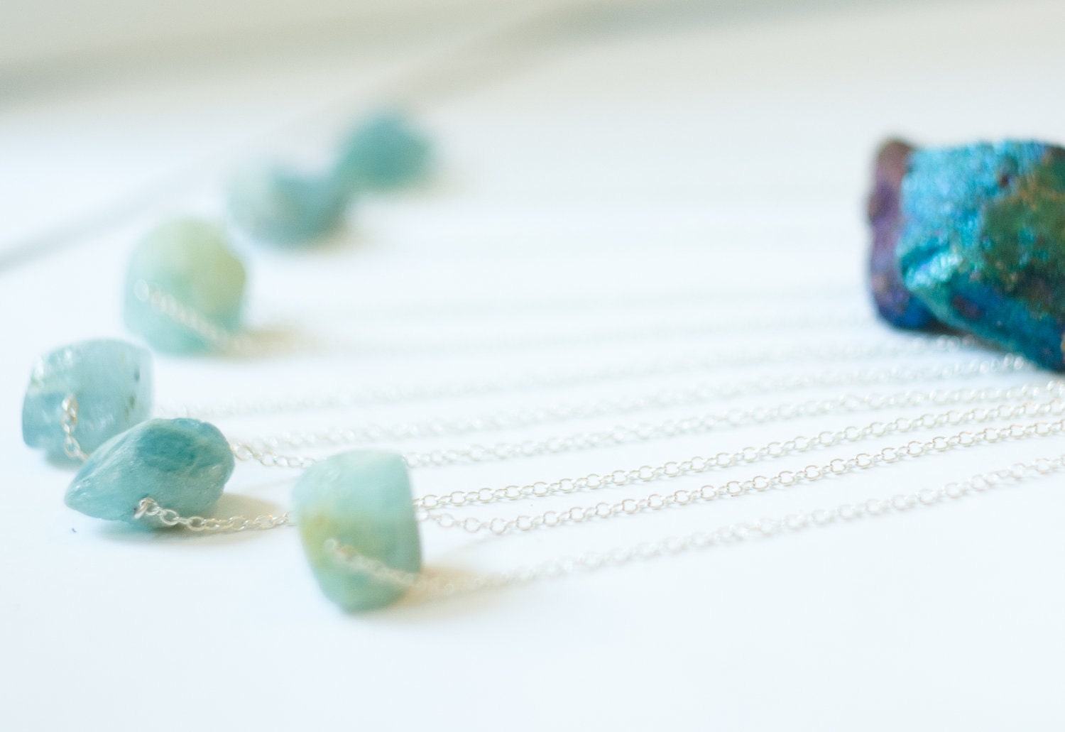 25% OFF - Aquamarine Nugget Necklace - last one