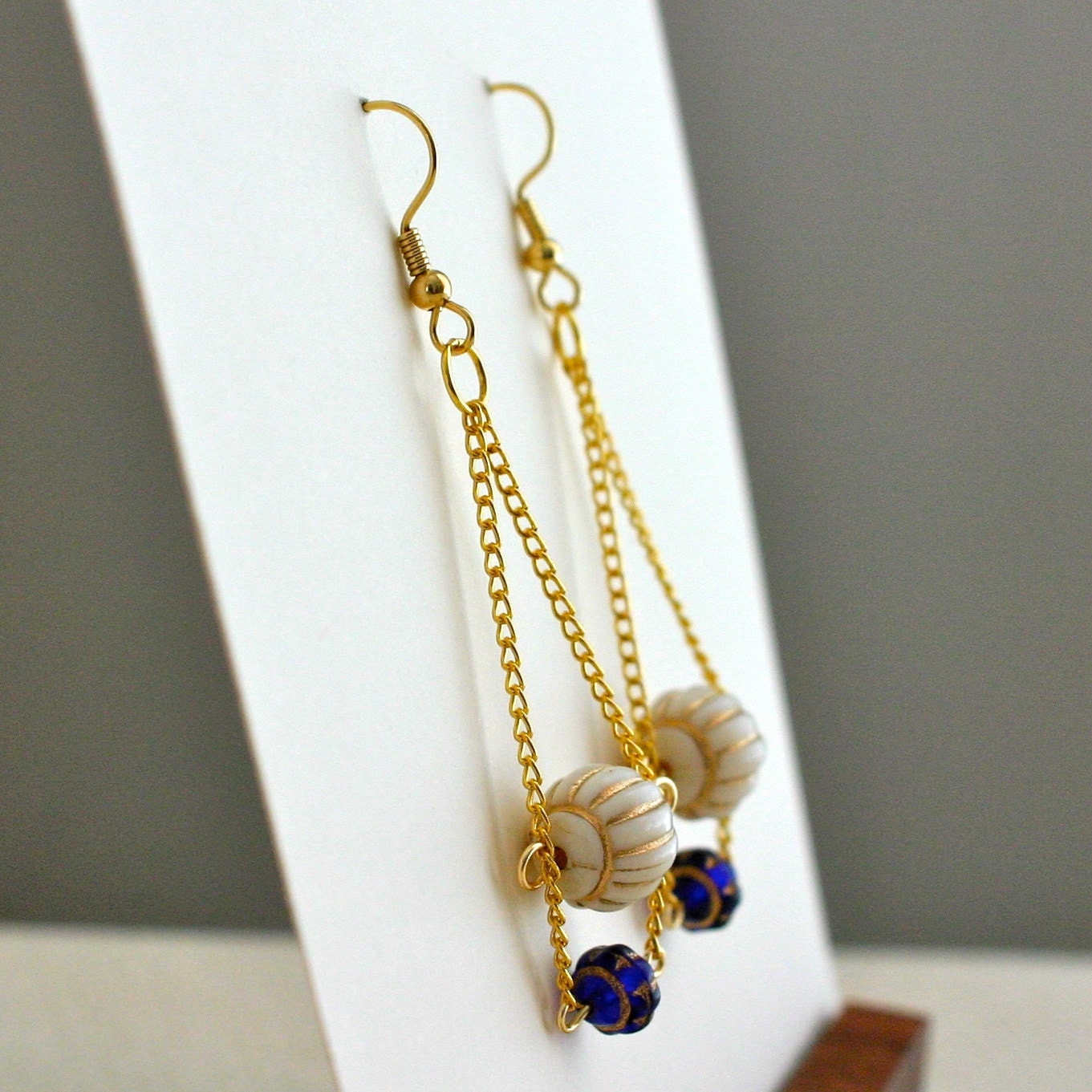 Photo: Vintage Bead Long Chain Earrings - Chandelier, Contemporary, Dangle Earrings, Hot Air Balloons by andreaturinijewelry