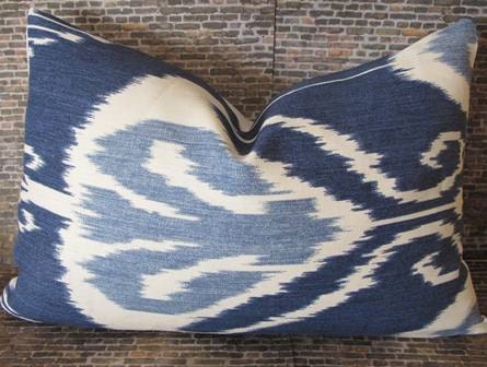 SALE Designer Pillow Cover - Lumbar - Bansuri Ikat Iris -