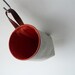 Hanging fabric basket wall pocket natural gray with leather loop handmade