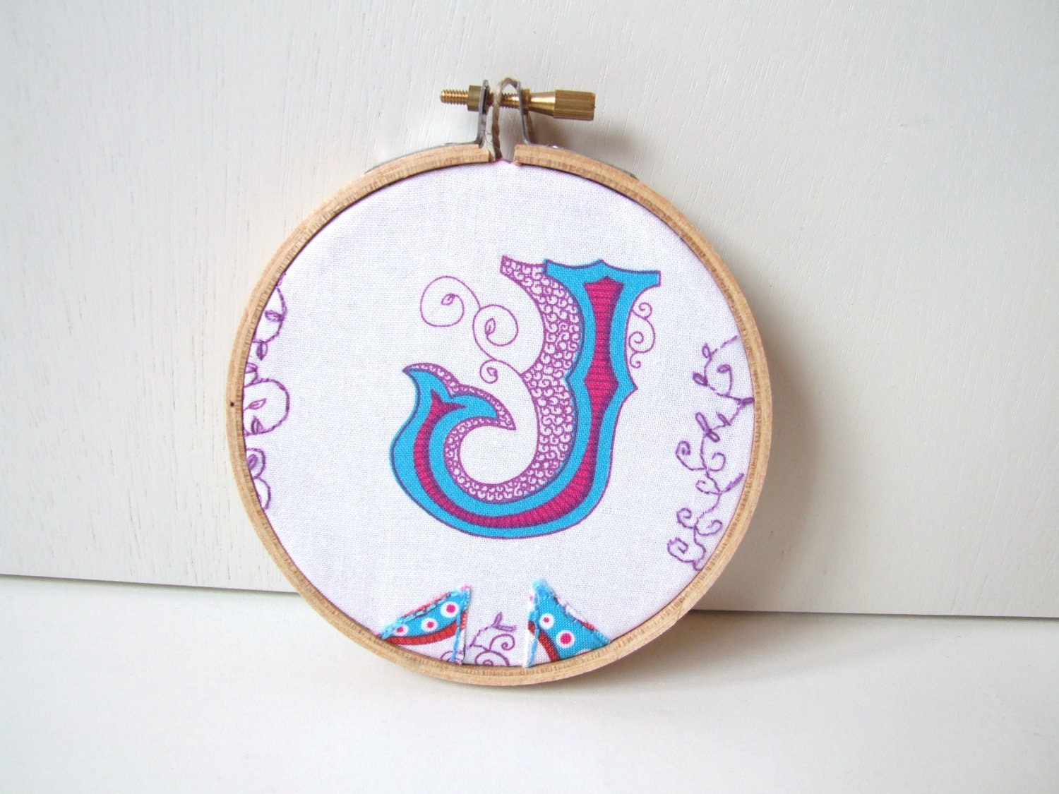 letter J embroidery hoop
