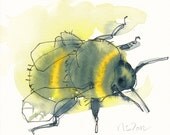 bee no. 3-a signed 5X7 bumblebee nature print - reneeleigh