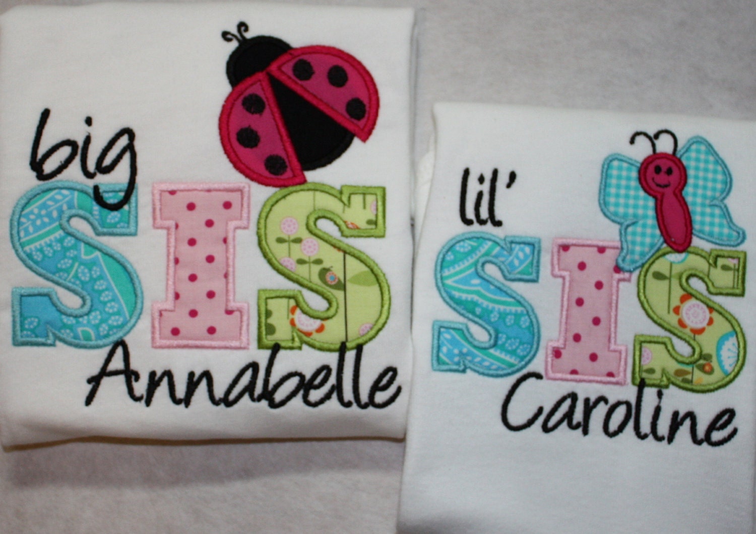 Big Sis, Lil Sis, or even twin Sis personalized appliqued shirt