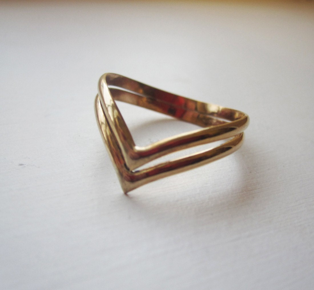 14K Gold Filled Double V Ring