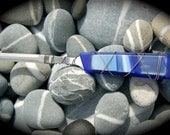Sea Glass Letter Opener made with Recycled Bottle "Tumbled Island Glass" in Cobalt True Blue color combination.