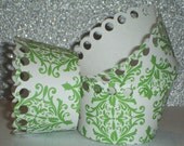12 Green Apple Damask Cupcake Wrappers.... holder, birthday, party, boy, girl, baby, bridal