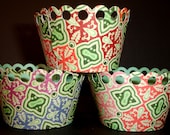 12 Retro Rainbow Party Cupcake Wrappers...holder, rainbow, pattern, girl, birthday