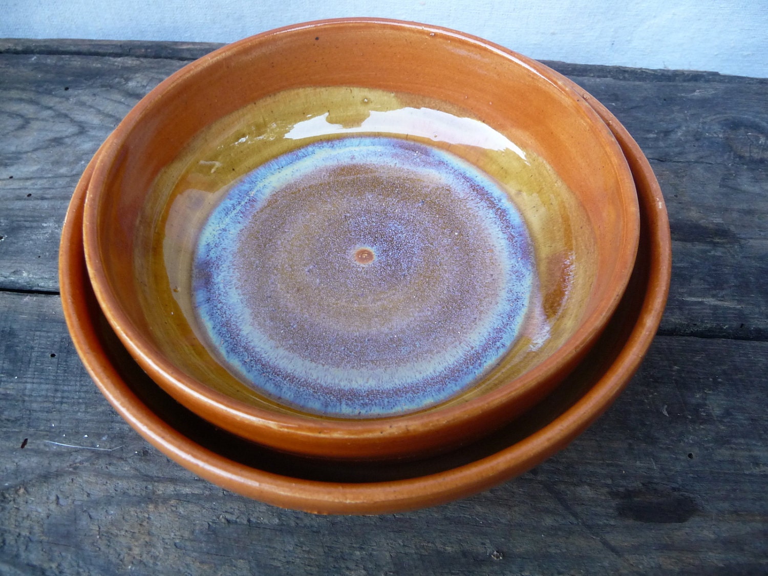 Handmade Pottery Bowls // Ceramic Nesting Bowls in Pumpkin Spice Glaze
