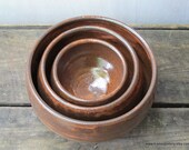 Handmade Pottery Nesting Bowls // Set of 3 Ceramic Nesting Bowls