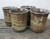 Ceramic Tumblers // Handmade Pottery Cups // Rustic // Grayed Jade // Set of 4