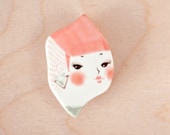 minini hand painted porcelain brooch pin unique jewelry by min lee 12009
