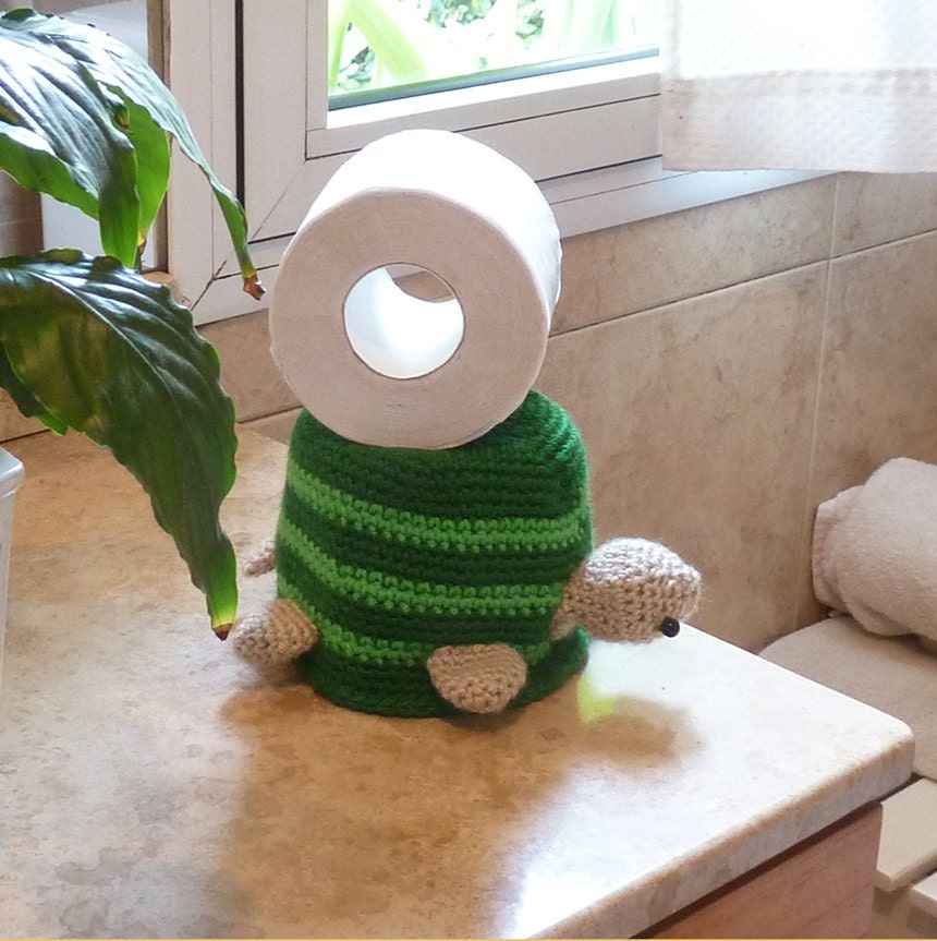 Toilet Paper Cover  Crochet pattern or Hat  Turtle - BATHroom deco & Beanie children accessory - PDF easy beginner crochet ornament