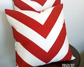 Wide Stripe Chevron Red-Pillow Cover