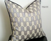 Gorgeous Embroidered Linen Gray, Black on Natural- Pillow Cover