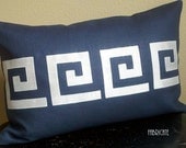 Greek Key- Linen and Ivory silk- Pillow Cover