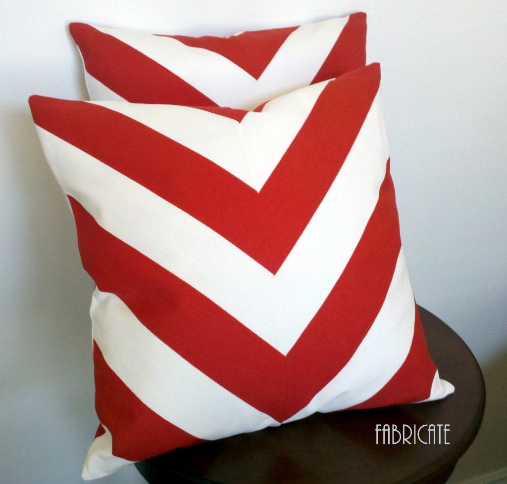 Wide Stripe Chevron Red-Pillow Cover