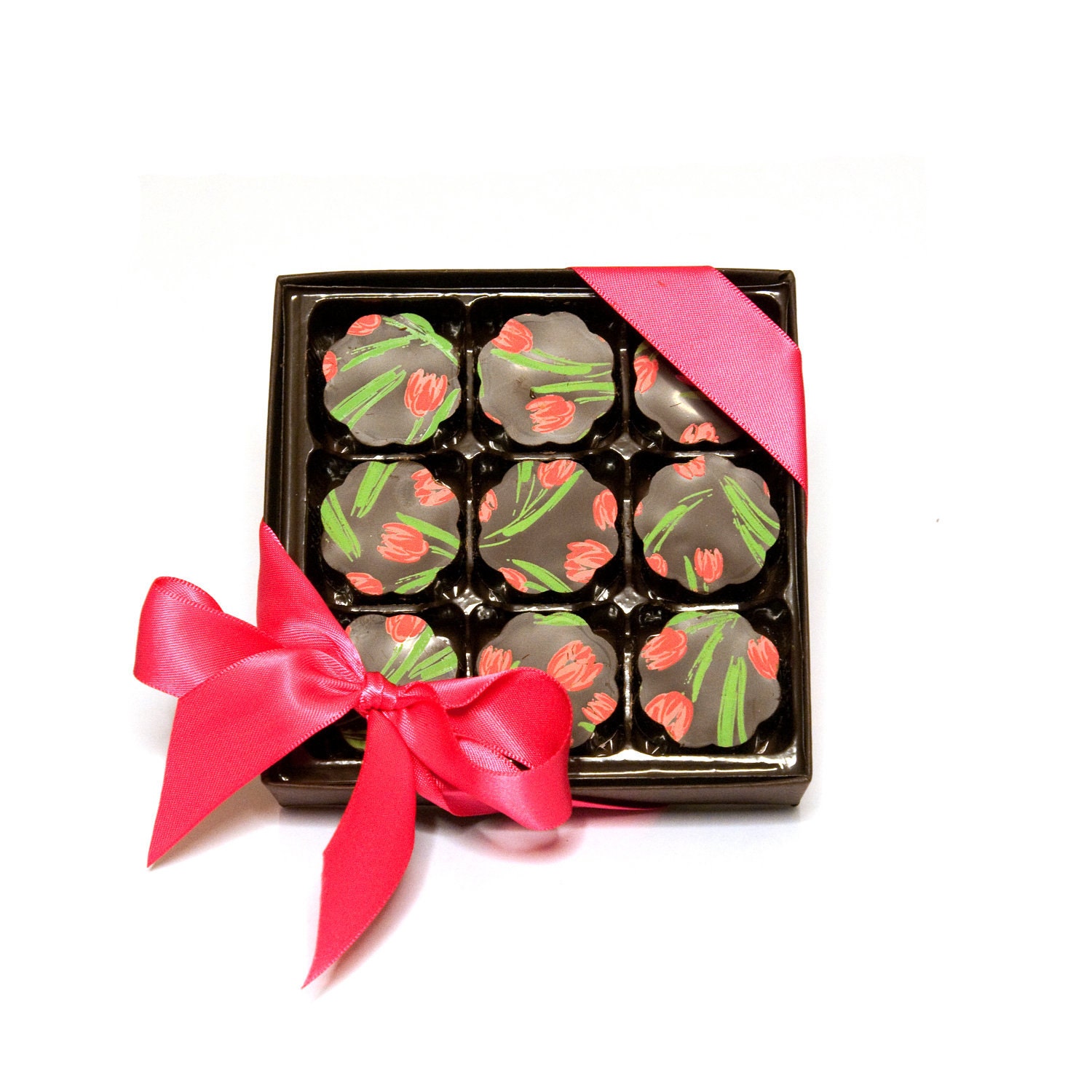 Artisan 72% Dark Chocolate Collection - Box of 9 Salted Caramels- Chouquette Chocolates and Caramels