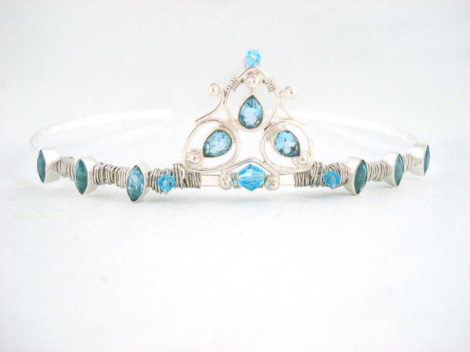Something Blue - Blue Topaz Sterling Silver Filigree Tiara
