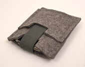 iPhone iPod Wool Felt Case in Granite with Front Pocket Elastic Trim