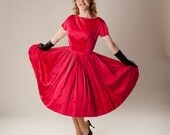 Vintage 1950s Dress Shocking Pink Wedding Party Prom GIGI YOUNG Bridal Fashions