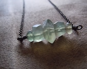 Mojito on the Rocks Oxidized Silver and Fluorite Necklace -Free Shipping- - SharperSpectrumArt